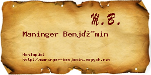 Maninger Benjámin névjegykártya